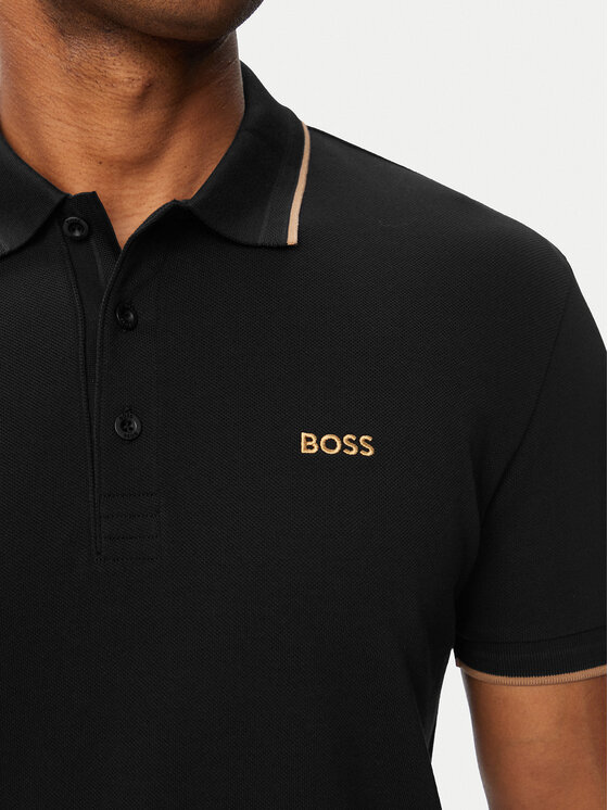 BOSS BOSS Тениска с яка и копчета Paddy 50469055 Черен Regular Fit