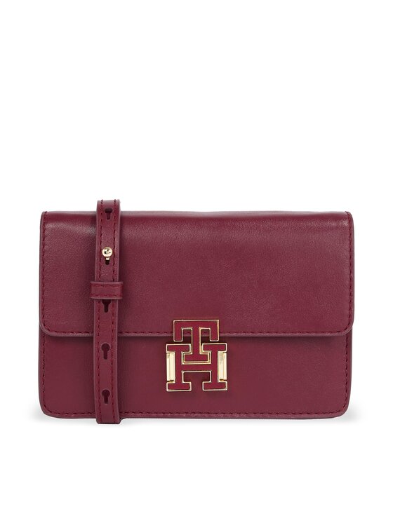 Tommy Hilfiger Torbica Pushlock Leather Small Crossover AW0AW15227 Tamnocrvena