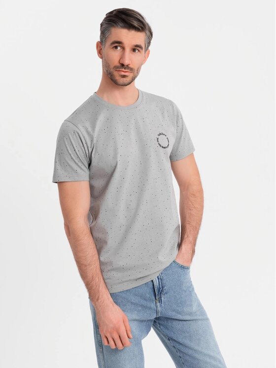 Ombre Ombre T-Shirt OM-TSFP-0186 Szary Regular Fit