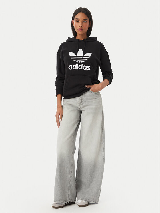 adidas adidas Džemperis ar kapuci adicolor Trefoil FM3307 Melns Regular Fit