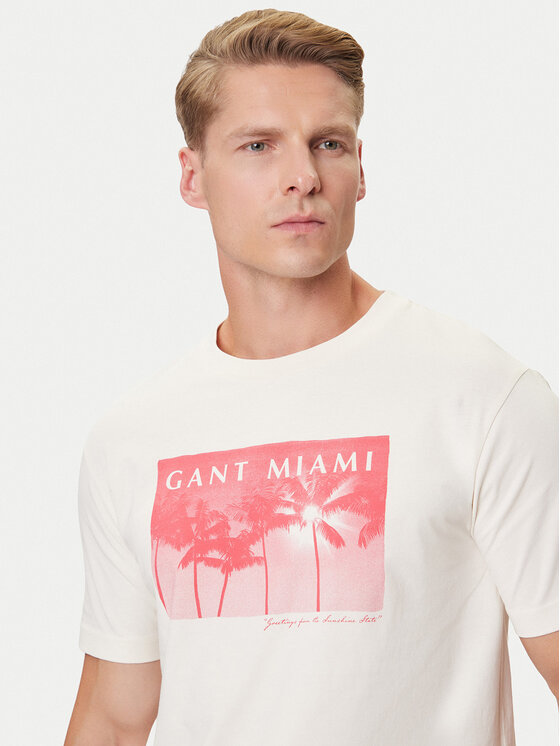 Gant Gant Tričko 2003342 Écru Regular Fit