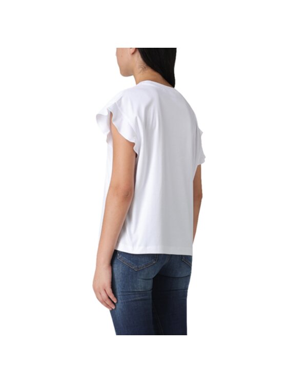 Pinko Pinko T-Shirt T-SHIRT DAMSKI INTERLOCK LOGO STRASS Biały Regular Fit
