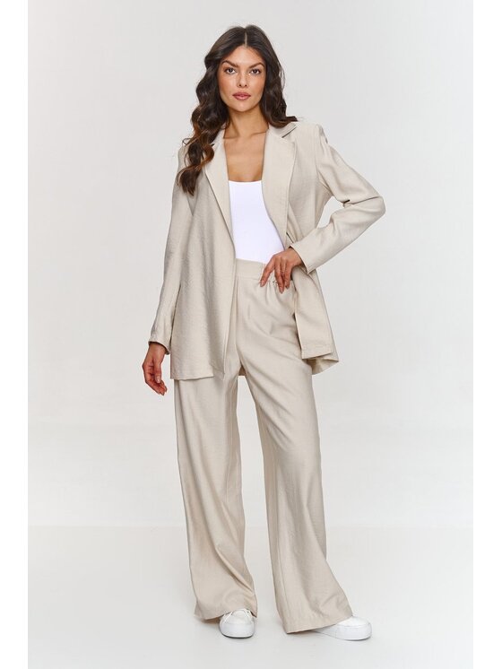 Makadamia Makadamia Garnitur m883 Beżowy Loose Fit