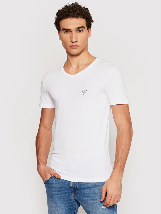 Guess Tričko U97M01 JR003 Biela Slim Fit