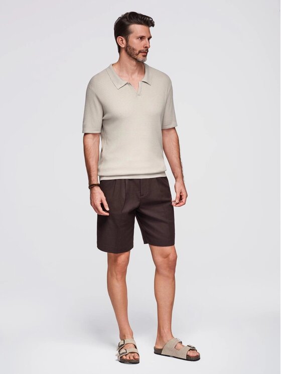 Ombre Ombre Polo OM-POSS-0160 Szary Regular Fit