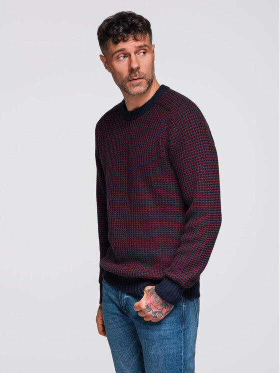 Ombre Ombre Sweter OM-SWSW-0122 Czerwony Regular Fit