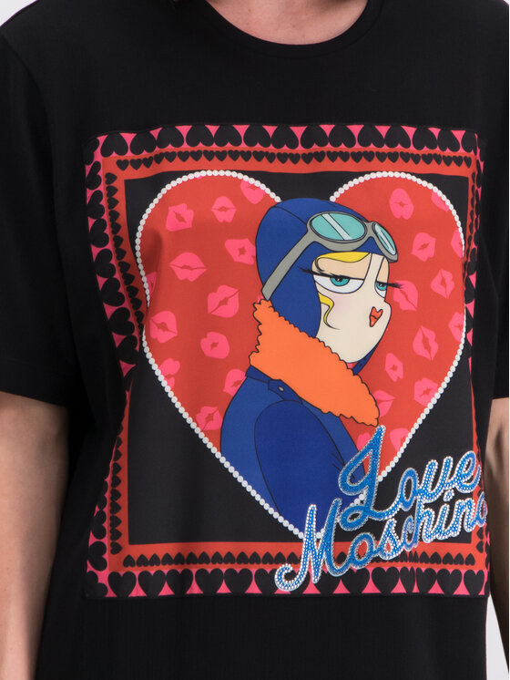 LOVE MOSCHINO LOVE MOSCHINO Majica W4F8720M 4071 Črna Oversize