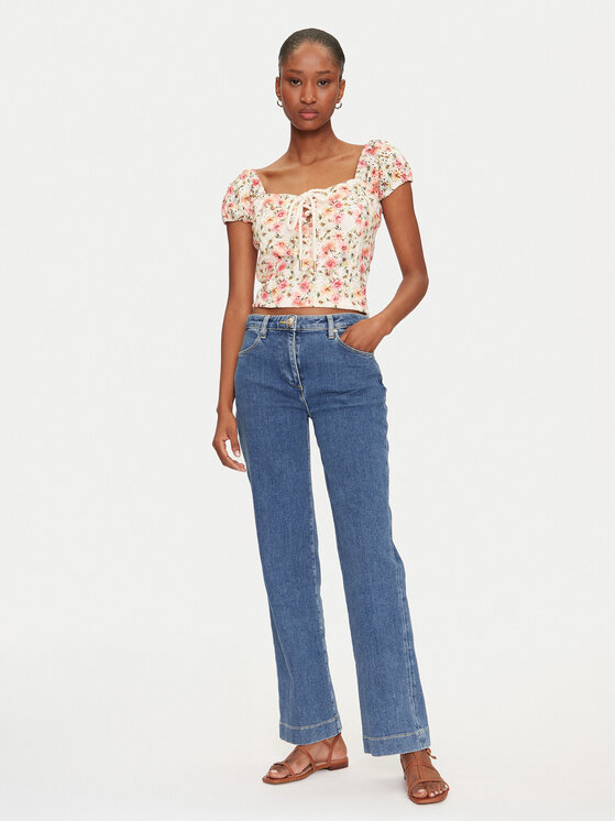 Guess Guess Μπλουζάκι W5GP13 KCVA1 Μπεζ Slim Fit