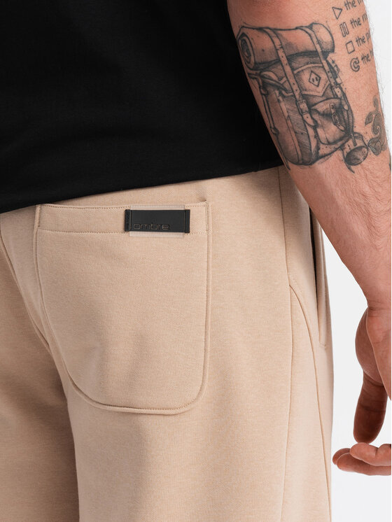 Ombre Ombre Joggers kalhoty OM-PABS-0174 Béžová Regular Fit