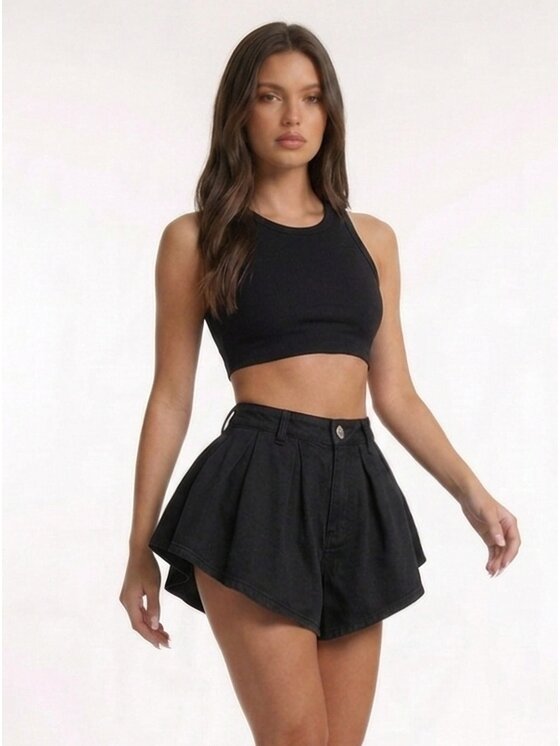 MissDenim MissDenim Szorty jeansowe Skorts Czarny Regular Fit