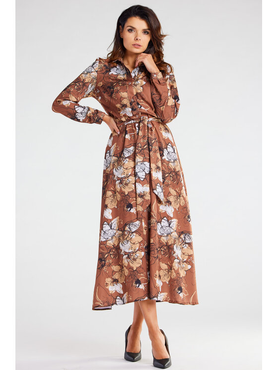 Awama Awama Vestito chemisier A467 Marrone Basic Fit