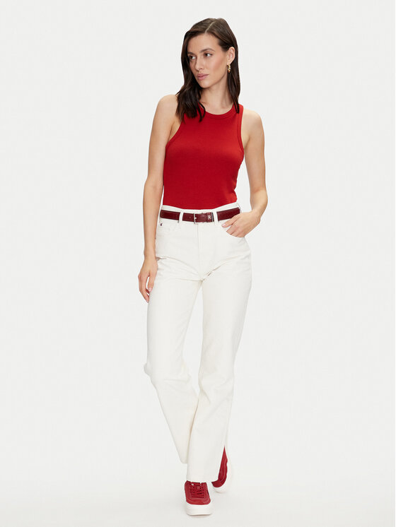Tommy Hilfiger Tommy Hilfiger Top WW0WW38635 Červená Slim Fit