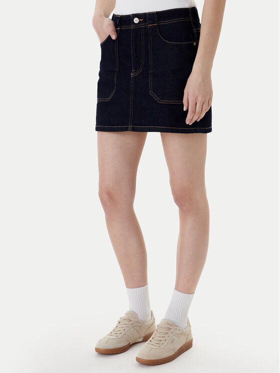 Tommy Jeans Fustă de blugi DW0DW21991 Bleumarin Regular Fit