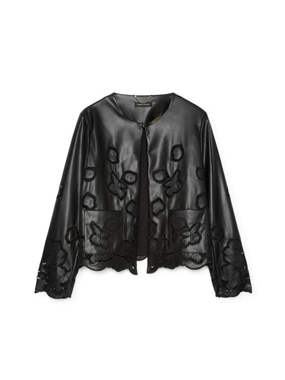 Fiorella Rubino Fiorella Rubino Kurtka z imitacji skóry R333T101323N033 Czarny Boxy Fit