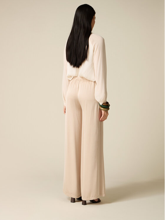 Oltre Oltre Spodnie materiałowe P018J002675N002 Biały Baggy Fit
