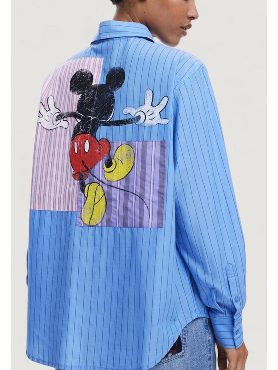 Desigual Desigual Μπλουζάκι CAM_MICKYSTRIPES Μπλε Casual Fit