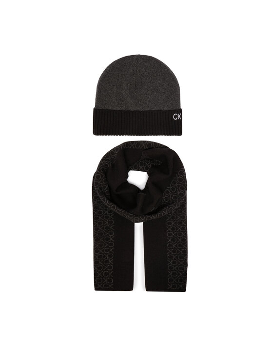 Calvin Klein Zestaw Szalik i Czapka Gs Ck Monogram Beanie + Scarf K50K512390 Czarny