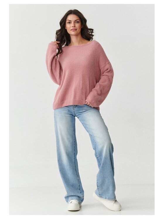 Makadamia Makadamia Sweter S171 Różowy Boxy Fit