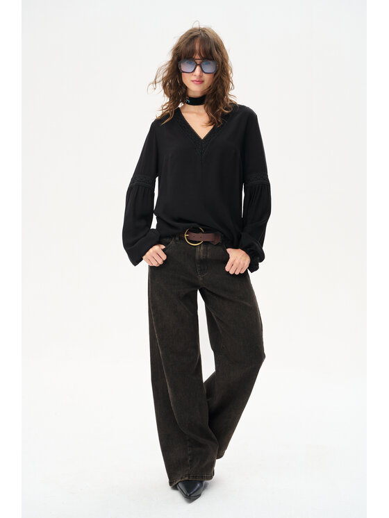 blue shadow blue shadow Bluzka Misty Czarny Regular Fit