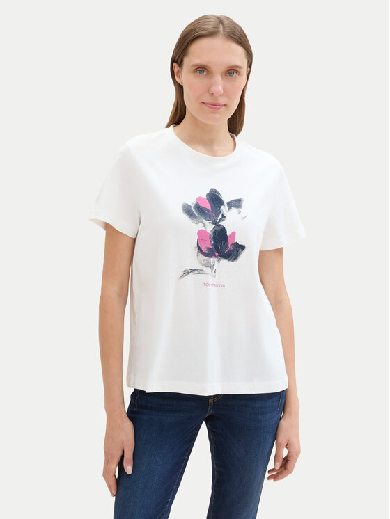 Tom Tailor T-shirt 1043104 Bianco Regular Fit, taglia : S