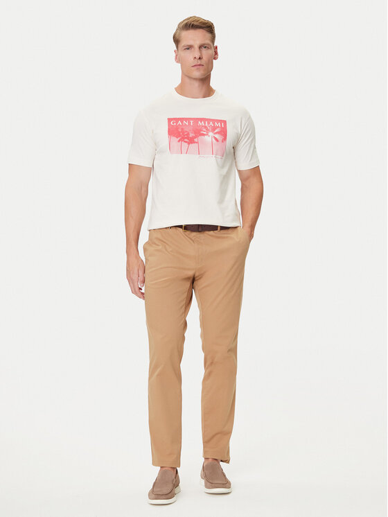 Gant Gant T-krekls 2003342 Écru Regular Fit