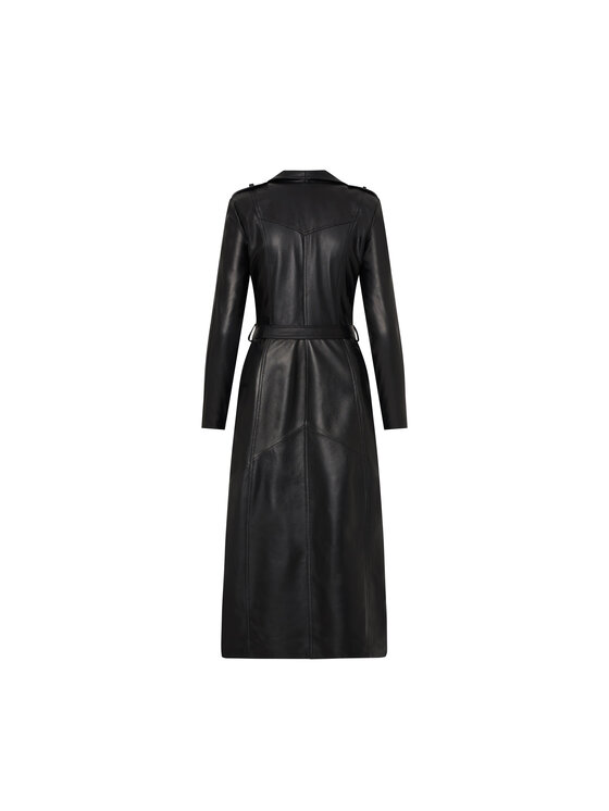 Mimika Mimika Płaszcz skórzany Tokyo vol.2 Absolute Black Czarny Slim Fit