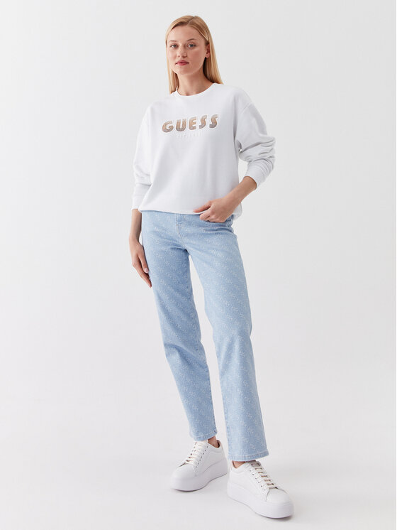 Guess Guess Felpa W3YQ13 K8802 Bianco Relaxed Fit