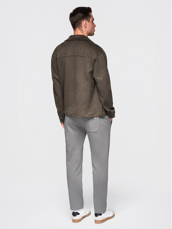 Ombre Ombre Spodnie dresowe OM-PABS-0304 Szary Slim Fit