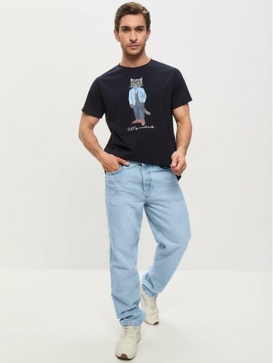 CAT by maniita lacitta CAT by maniita lacitta T-Shirt Printed men's t-shirt with CAT Niebieski Regular Fit