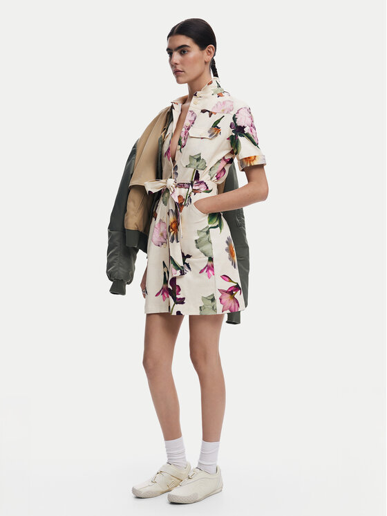 Desigual Desigual Сукня-сорочка Monicawhite 25SWVW13 Écru Regular Fit