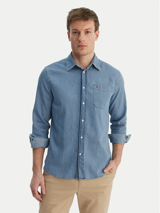 Tommy Hilfiger cămașă de blugi MW0MW42431 Albastru Regular Fit
