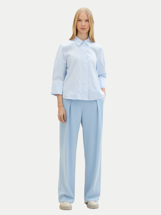Tom Tailor Tom Tailor Kalhoty z materiálu 1040686 Světle modrá Wide Leg