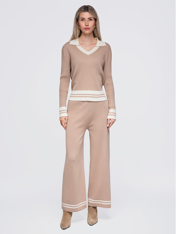 Ombre Ombre Sada halenka a kalhoty OW-SE-E0002 Béžová Regular Fit