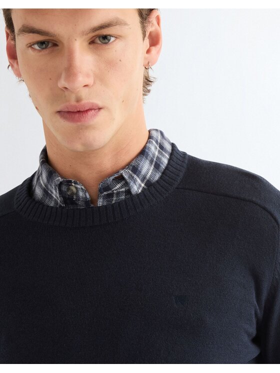 Wrangler Wrangler Sweter CREW NECK KNIT Niebieski Regular Fit