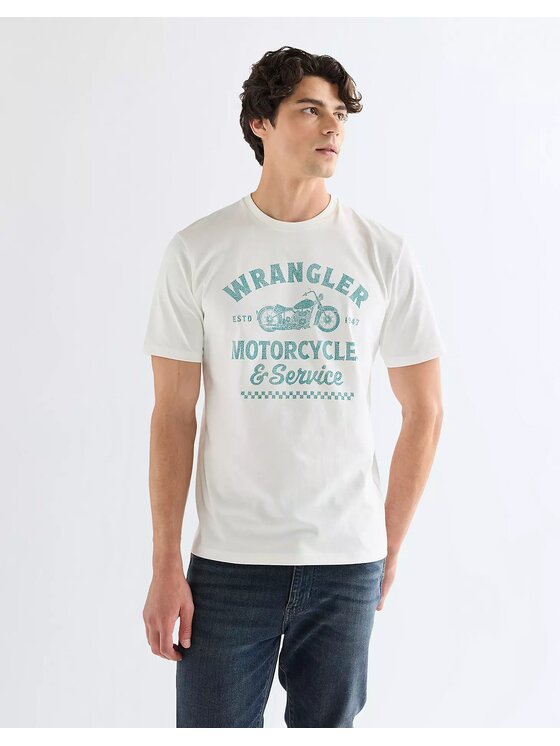 Wrangler Wrangler T-Shirt AMERICANA TEE Biały Regular Fit