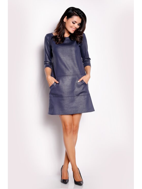 Awama Awama Vestito di maglia A153 Blu scuro Basic Fit