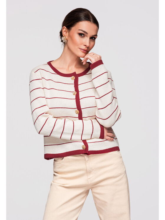 Ombre Ombre Kardigan OW-SWCD-0101 Bordó Regular Fit