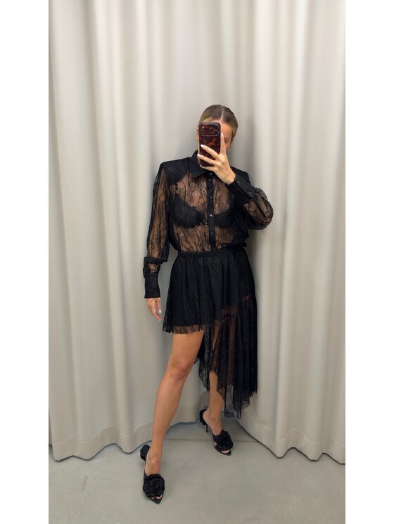 Magda Matyja Magda Matyja Spódnica midi INES SKIRT BLACK Czarny Regular Fit