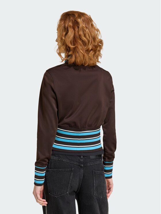 adidas adidas Bluza VINTAGE TT HIGH KNITTED RIBS Brązowy Slim Fit