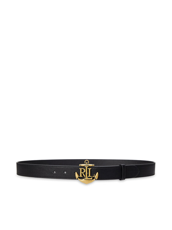Curea de Damă LAUREN RALPH LAUREN Anchor-Logo Skinny Leather Belt 412957004001 Negru