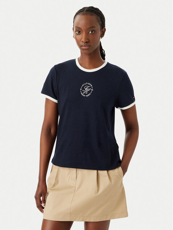 Tommy Hilfiger Tricou WW0WW50032 Bleumarin Regular Fit