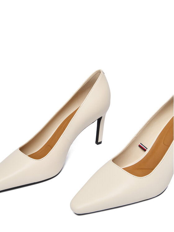 Tommy Hilfiger Tommy Hilfiger Körömcipők Th Logo Lth Pump Slanted Hl FW0FW09008 Ekru