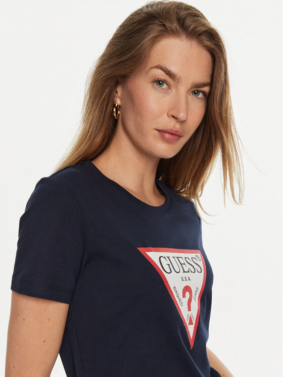 Guess Guess T-krekls W1YI1B I3Z14 Tumši zils Regular Fit