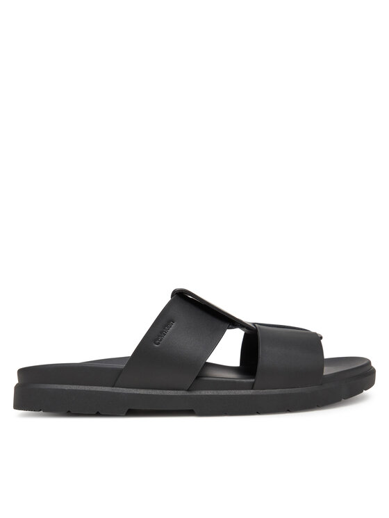 Şlapi Calvin Klein Lug Sandal Double T Lth HM0HM01734 Negru
