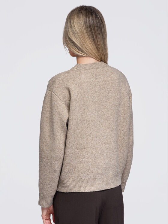 Ombre Ombre Sweter OW-SW-E0036 Beżowy Regular Fit