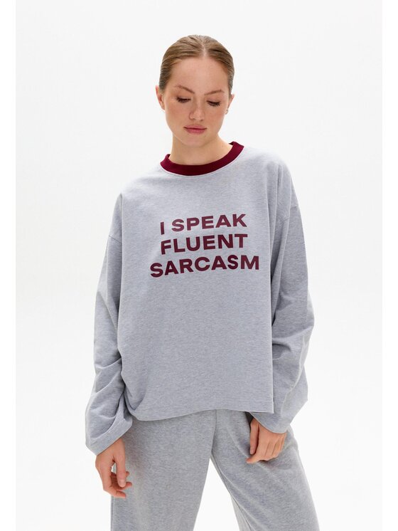 Mirons Mirons Longsleeve Print Szary jasny Regular Fit