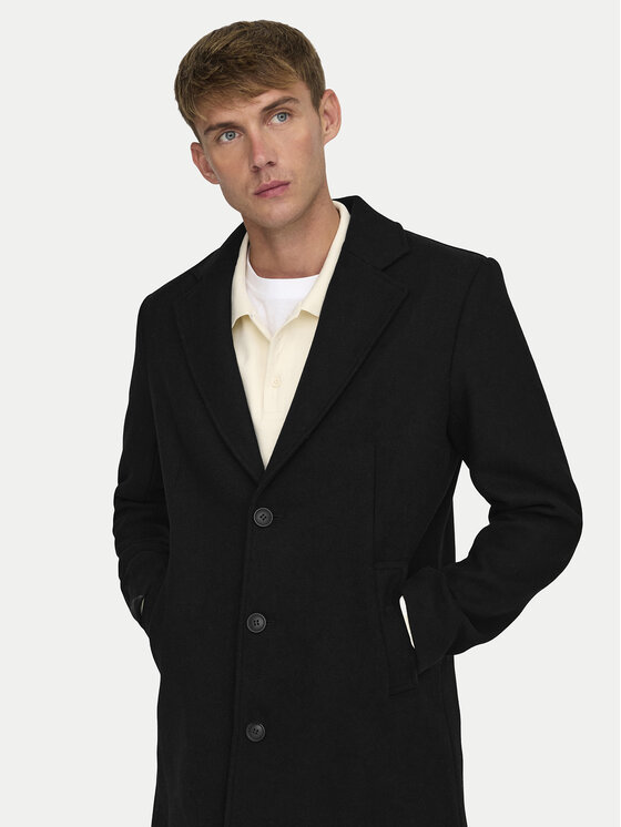 Only & Sons Only & Sons Μάλλινο παλτό 22030864 Μαύρο Regular Fit