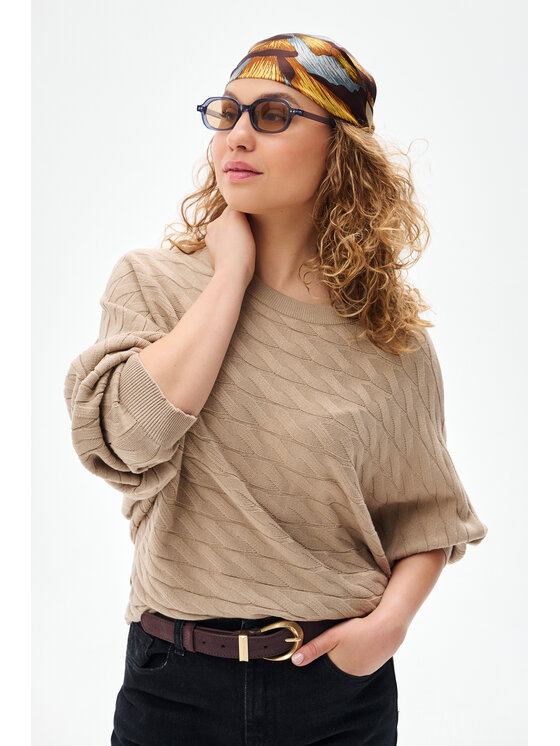 blue shadow blue shadow Bluzka Kally Brązowy Regular Fit