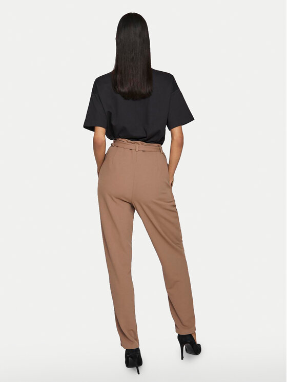 Vila Vila Hlače iz tkanine Clava 14100197 Rjava Straight Fit