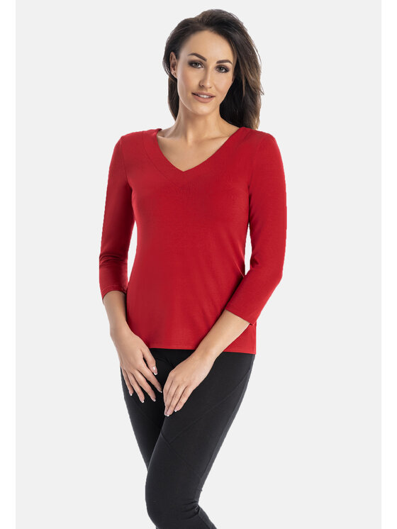 Teyli Teyli Bluzka 326 Czerwony Standard Fit